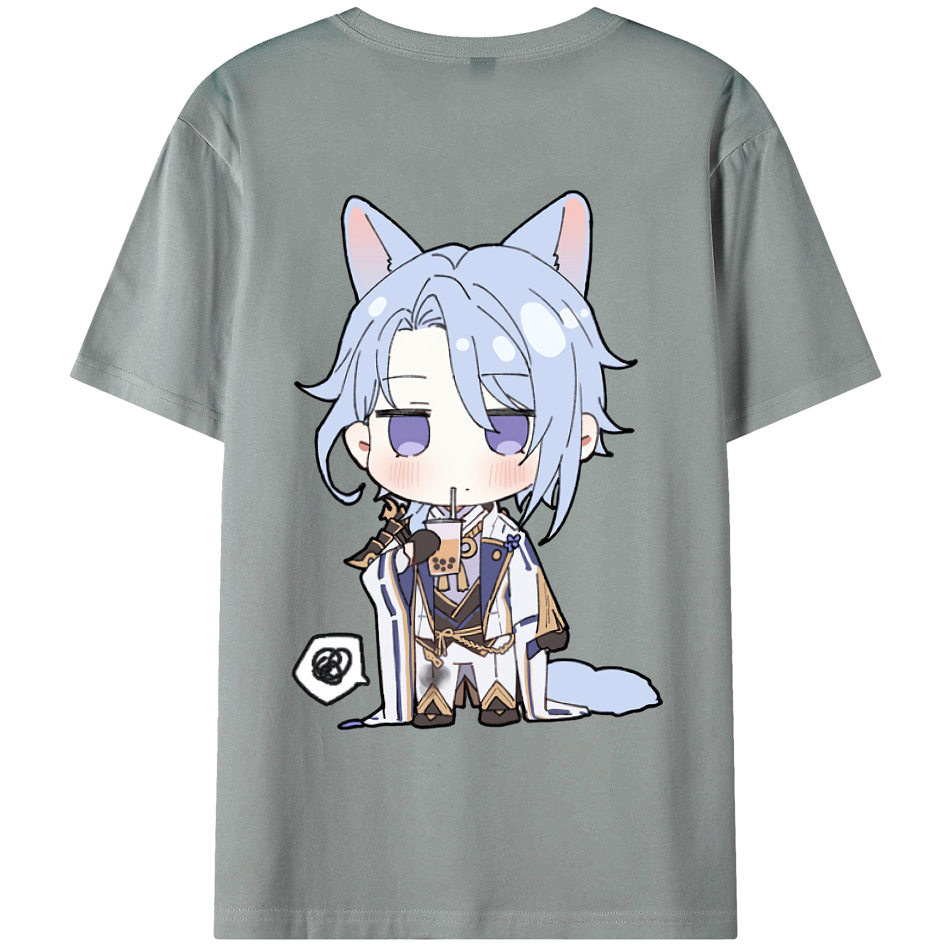 げんし神 神里綾人 かみさとあやと genshin Kamisato Ayato 綿100％ メンズ半袖Tシャツ（バックプリント） 通気性